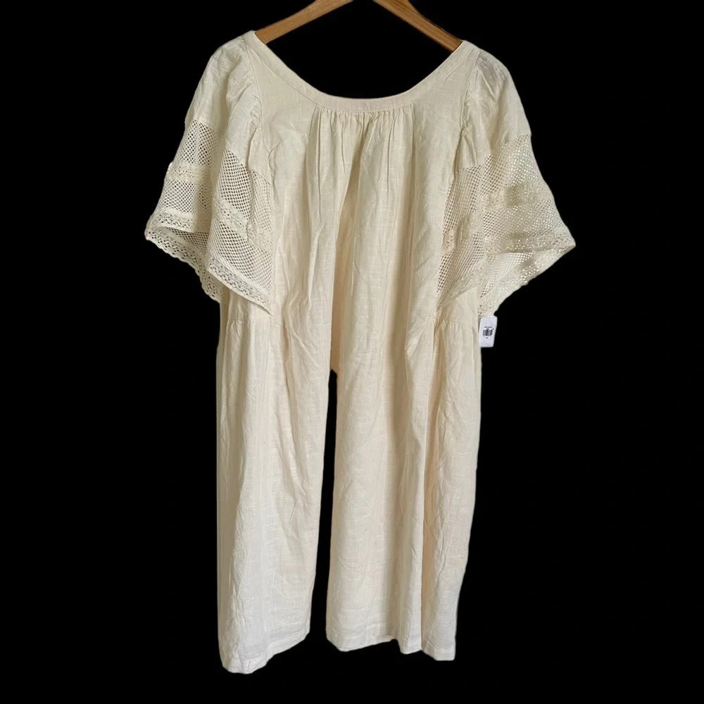 NWT old navy‎ Women’s size 3X Cream Flutter Sleeve Mini Swing Dress Beachy Boho - Picture 2 of 7